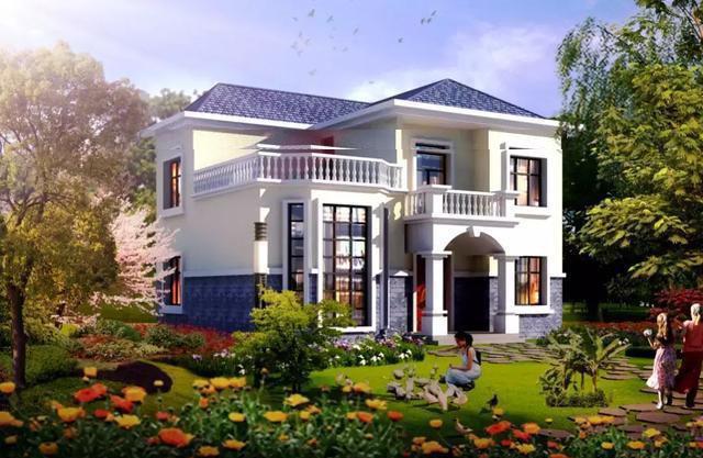 農(nóng)村二層輕鋼別墅設(shè)計(jì)圖，外觀漂亮，簡(jiǎn)單大方，方便實(shí)用