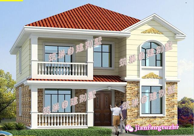 2款二層帶陽臺自建房小洋房設計施工圖及效果圖，磚混結構，造價經濟