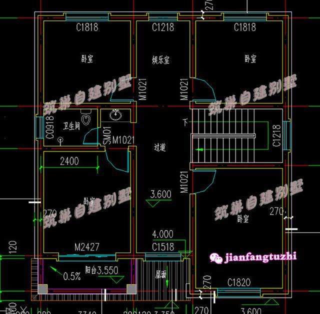 2款二層帶陽臺自建房小洋房設計施工圖及效果圖，磚混結構，造價經濟