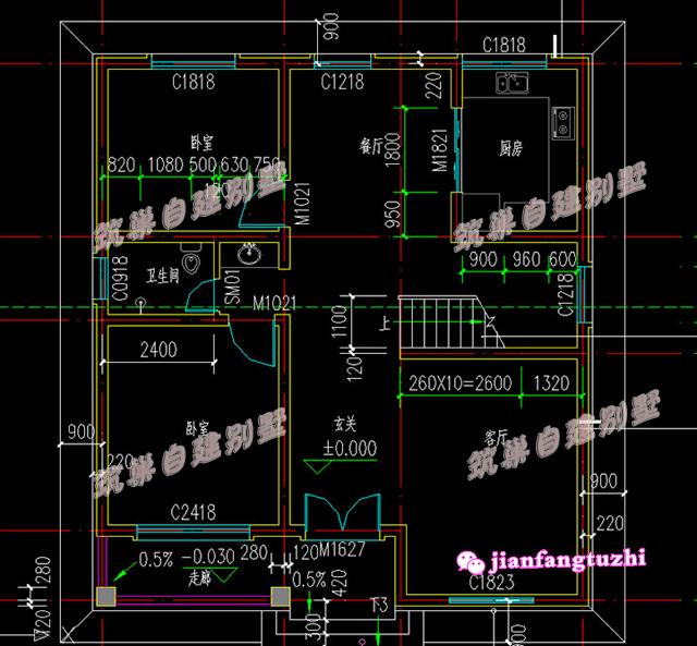2款二層帶陽臺自建房小洋房設計施工圖及效果圖，磚混結構，造價經濟