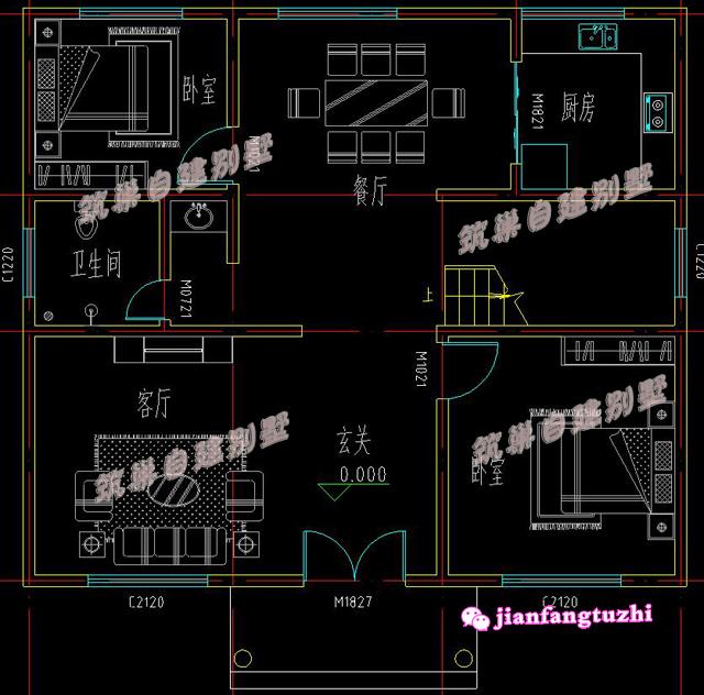 2款二層帶陽臺自建房小洋房設計施工圖及效果圖，磚混結構，造價經濟