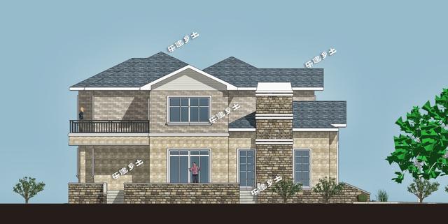 二層美式別墅設(shè)計(jì)圖，外觀(guān)層次豐富，布局大氣舒適，具有經(jīng)典美式田園風(fēng)格