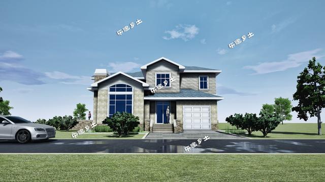 二層美式別墅設(shè)計(jì)圖，外觀(guān)層次豐富，布局大氣舒適，具有經(jīng)典美式田園風(fēng)格