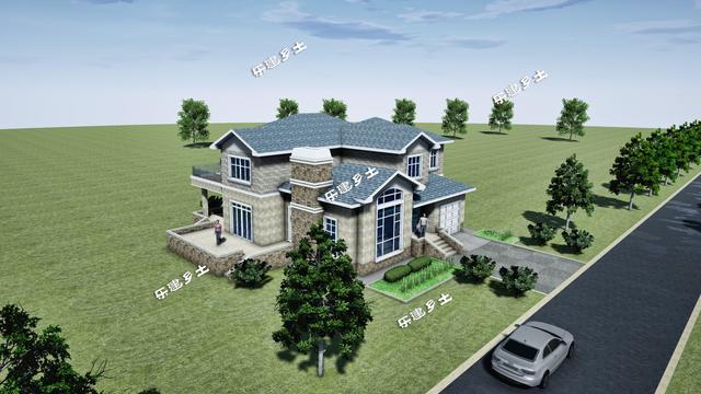 二層美式別墅設(shè)計(jì)圖，外觀(guān)層次豐富，布局大氣舒適，具有經(jīng)典美式田園風(fēng)格