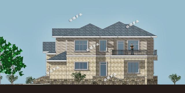 二層美式別墅設(shè)計(jì)圖，外觀(guān)層次豐富，布局大氣舒適，具有經(jīng)典美式田園風(fēng)格