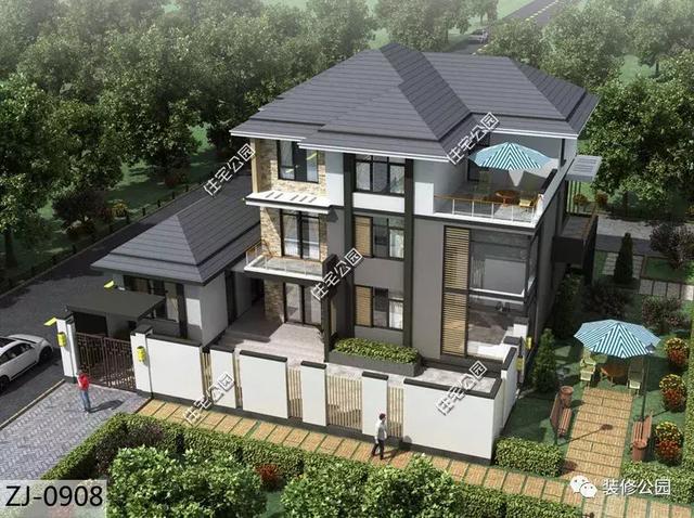 高品質(zhì)現(xiàn)代風(fēng)別墅設(shè)計(jì)圖，附裝修效果圖