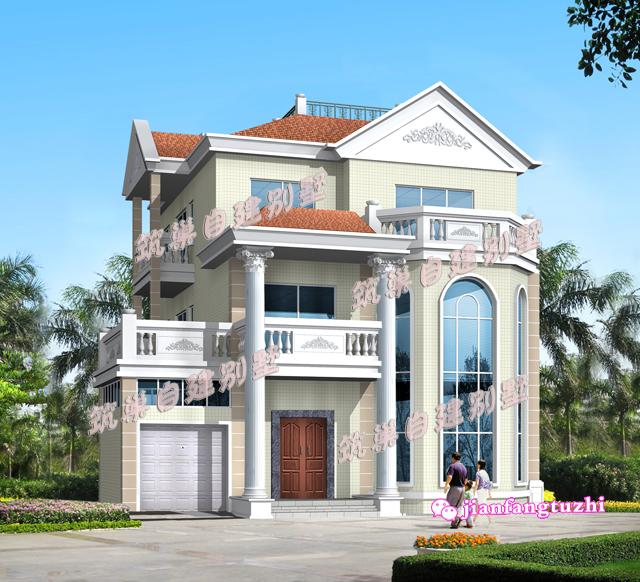 三層農(nóng)村歐式別墅設(shè)計(jì)圖，設(shè)計(jì)別致、外觀亮麗