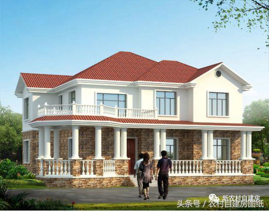 大氣二層歐式別墅設(shè)計(jì)圖，多面開(kāi)窗，南北通透，功能一應(yīng)俱全