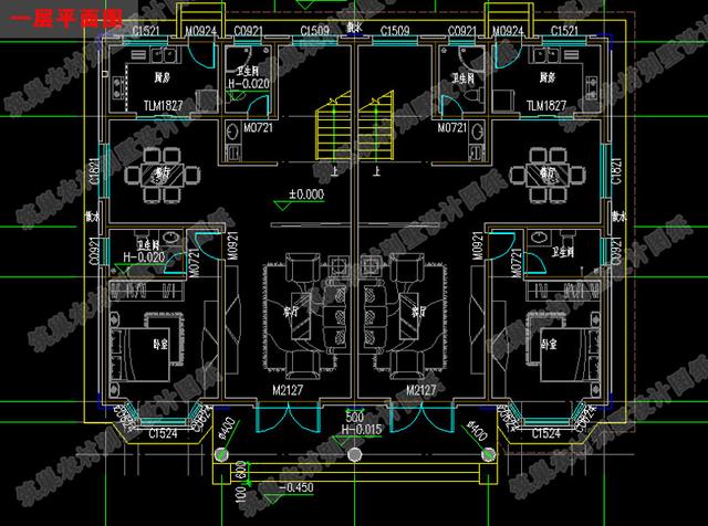 二層雙拼別墅全套設(shè)計施工圖，雙陽臺，造價不高，適合農(nóng)村兩兄弟建造