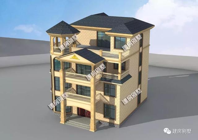 11.9×14米四層農(nóng)村別墅設(shè)計(jì)圖，氣派十足，一個(gè)字：美！