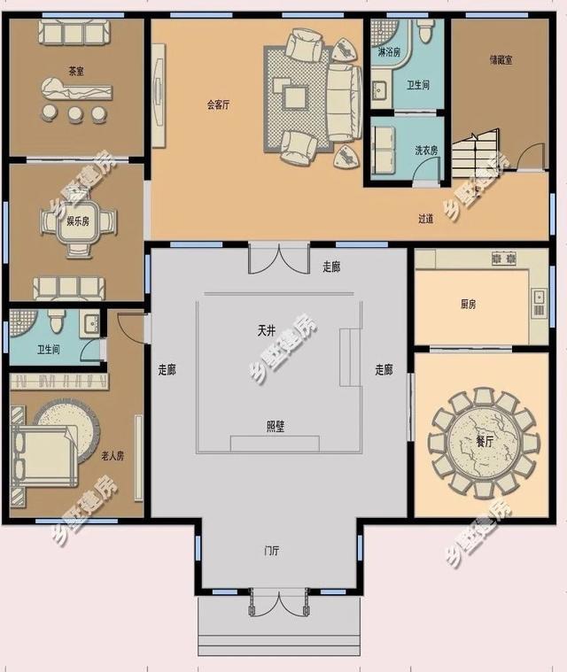 推薦一款十分亮眼的新中式四合院別墅設(shè)計(jì)圖，黛瓦白墻，有種意境美