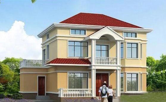 帶閣樓的二層自建房設(shè)計圖，占地103平米，四室三廳帶獨立廚房