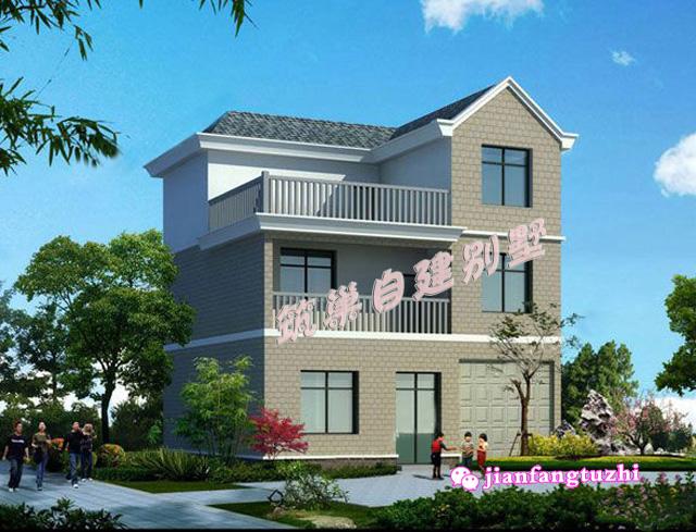農(nóng)村三層自建別墅設(shè)計(jì)圖，露臺(tái)+車庫，戶型簡約方正