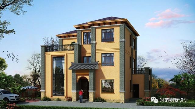 小進(jìn)深三層復(fù)式新中式別墅設(shè)計(jì)圖，戶型方正，四周通透