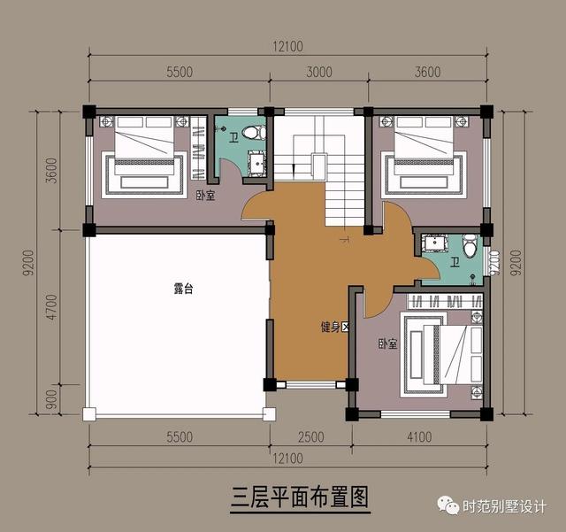 小進(jìn)深三層復(fù)式新中式別墅設(shè)計(jì)圖，戶型方正，四周通透