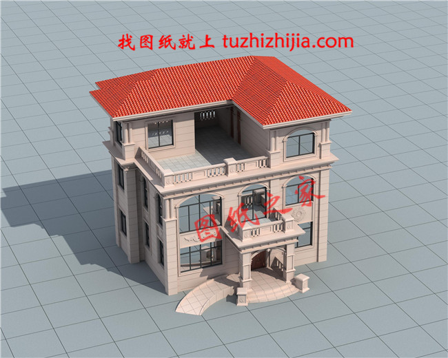 2019年新款三層別墅外觀圖及施工圖，占地面積110平米