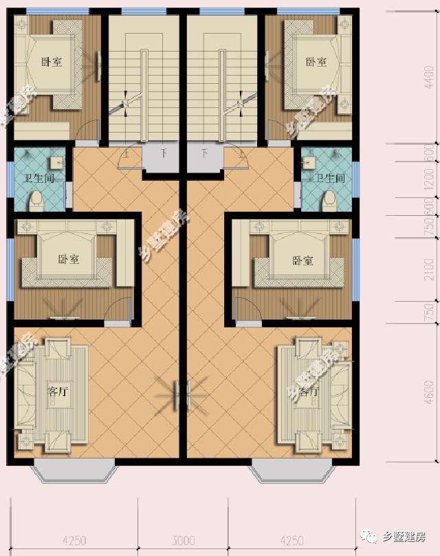 這款農(nóng)村別墅設(shè)計圖，一屋兩戶，兩兄弟可以一起住