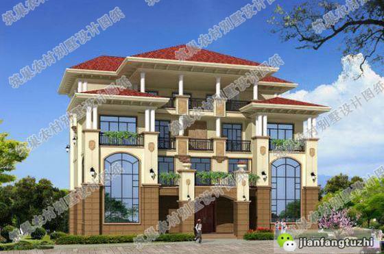 四層農(nóng)村別墅設(shè)計圖，框架結(jié)構(gòu)，帶挑空客廳+落地窗+旋轉(zhuǎn)樓梯