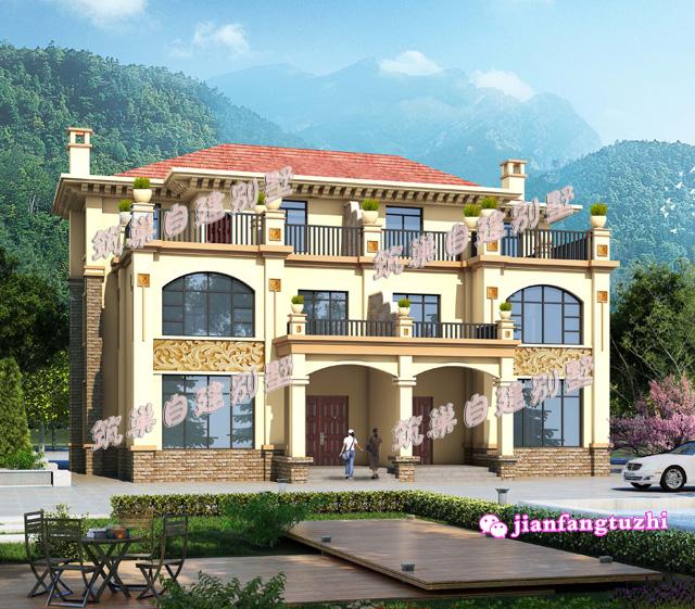 農(nóng)村雙拼別墅全套設計施工圖，磚混結(jié)構(gòu)，造型簡約大方