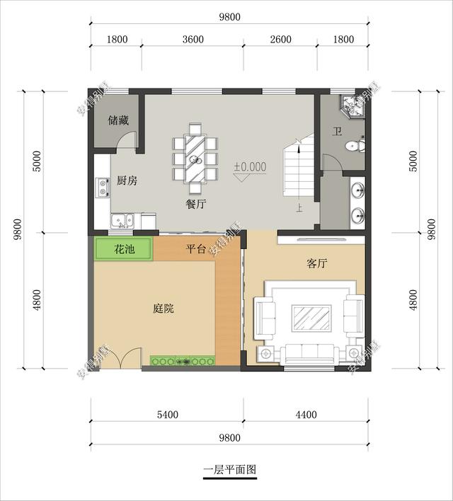 占地70平的3層小別墅設計圖，戶型呈現(xiàn)L型，入戶圍合成小庭院