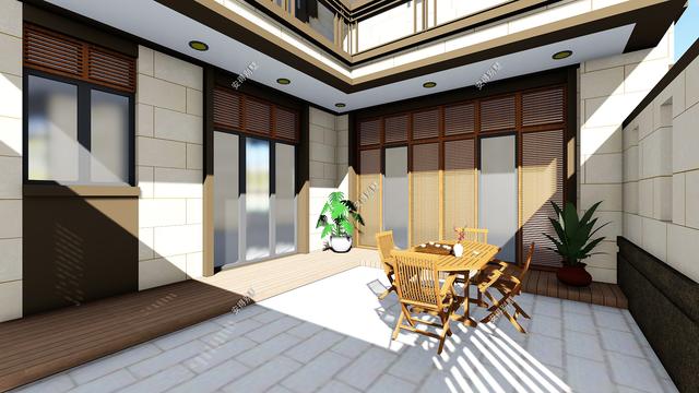 占地70平的3層小別墅設計圖，戶型呈現(xiàn)L型，入戶圍合成小庭院