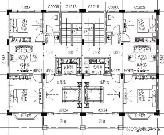 16×11米農(nóng)村二層雙拼別墅設(shè)計(jì)圖，功能分區(qū)合理