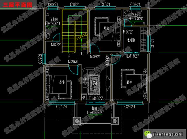 四層農(nóng)村設(shè)計別墅圖紙，占地100平米，戶型美觀大氣