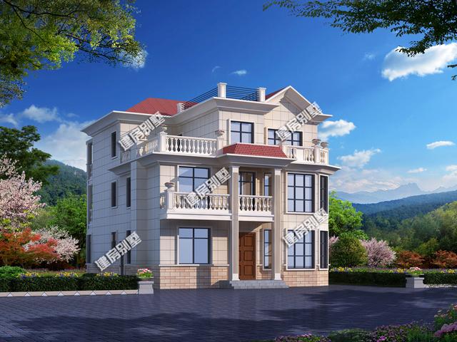 三層農(nóng)村歐式別墅設(shè)計(jì)圖，10個(gè)臥室設(shè)計(jì)，左右鄰居各一棟！