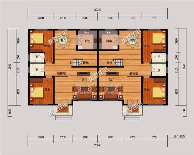 3款兄弟雙拼別墅設(shè)計(jì)圖，經(jīng)典實(shí)用，精致大氣，利于兄弟和睦。
