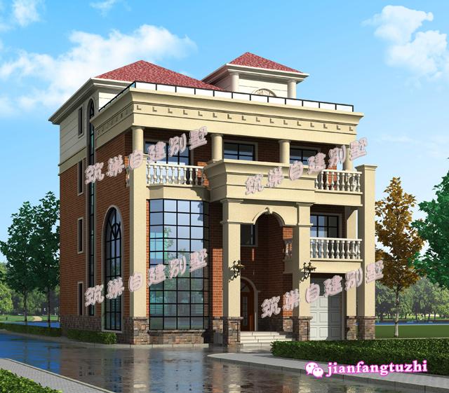 12米x16米農(nóng)村四層別墅設(shè)計圖，帶大露臺，大氣美觀，方便實用。