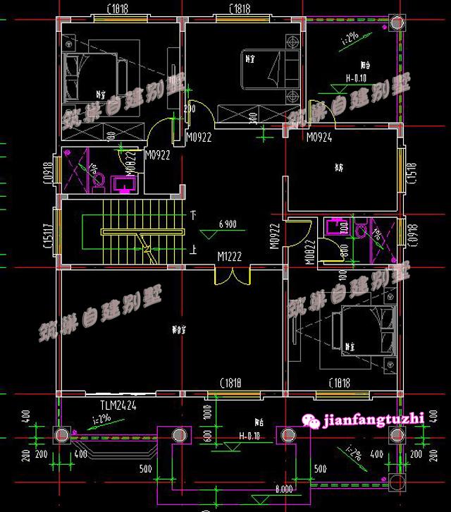 12米x16米農(nóng)村四層別墅設(shè)計圖，帶大露臺，大氣美觀，方便實用。