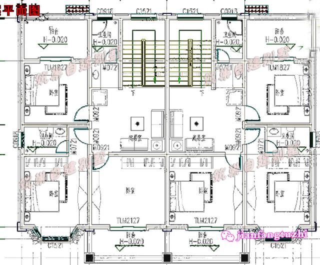 16.8米x12.8米農村雙拼二層別墅設計圖，精致漂亮，造價40萬！