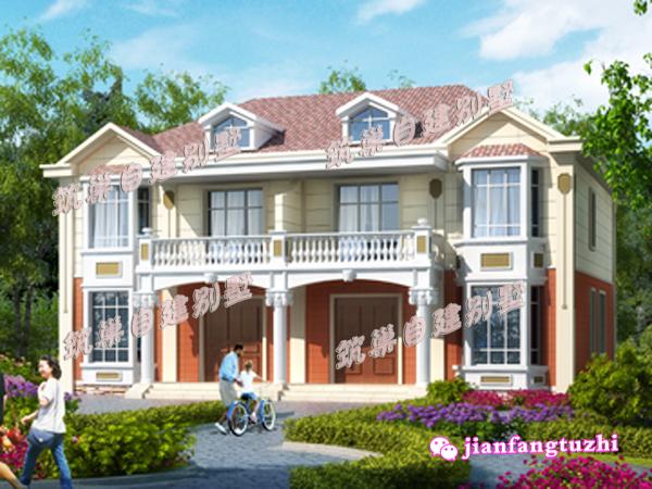 16.8米x12.8米農村雙拼二層別墅設計圖，精致漂亮，造價40萬！