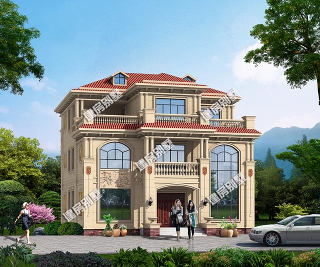 13.6x17米超大氣三層別墅設(shè)計圖，超級漂亮一款房子