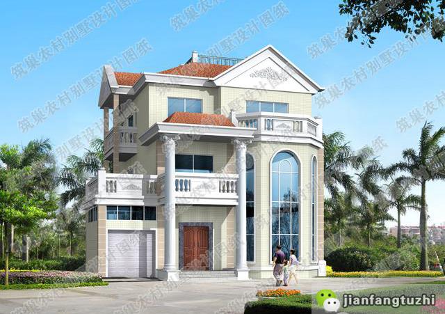 三層鄉(xiāng)村別墅設(shè)計(jì)圖，150平米帶車庫(kù)+挑空客廳，看完你一定會(huì)喜歡