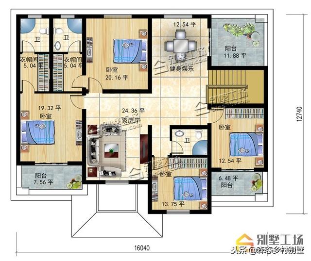 二層別墅設(shè)計圖，帶車庫和堂屋，在農(nóng)村是非常實用的