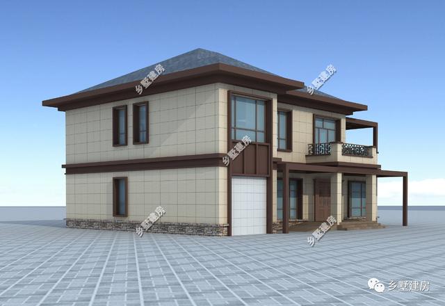 15米X12米新中式二層農(nóng)村別墅設(shè)計(jì)圖，優(yōu)雅時(shí)尚，碰撞間盡顯不凡！