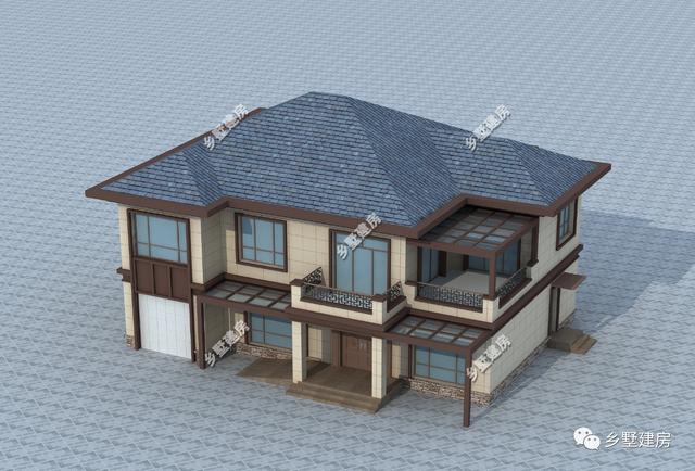 15米X12米新中式二層農(nóng)村別墅設(shè)計(jì)圖，優(yōu)雅時(shí)尚，碰撞間盡顯不凡！