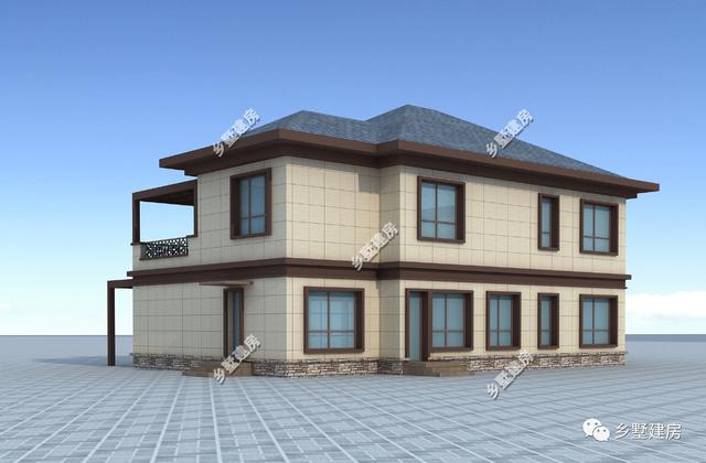 15米X12米新中式二層農(nóng)村別墅設(shè)計(jì)圖，優(yōu)雅時(shí)尚，碰撞間盡顯不凡！