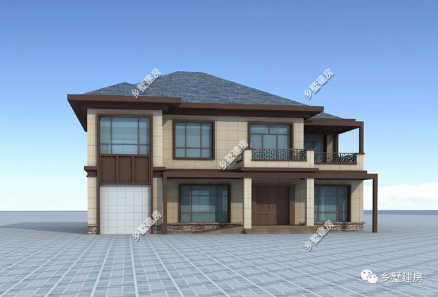 15米X12米新中式二層農(nóng)村別墅設(shè)計(jì)圖，優(yōu)雅時(shí)尚，碰撞間盡顯不凡！