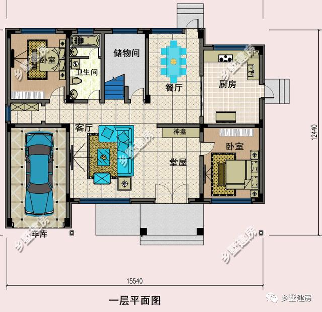 15米X12米新中式二層農(nóng)村別墅設(shè)計(jì)圖，優(yōu)雅時(shí)尚，碰撞間盡顯不凡！