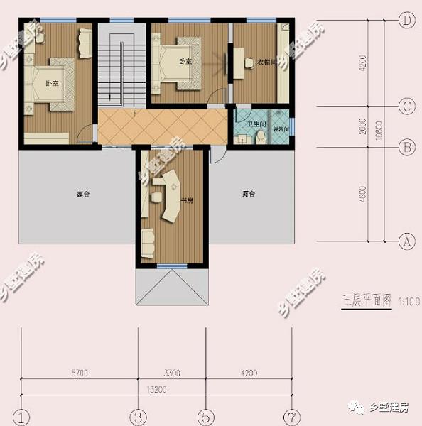 13.2×10.8米農(nóng)村三層別墅設(shè)計(jì)圖，獨(dú)院式現(xiàn)代風(fēng)，空氣清新，多美好的生活！