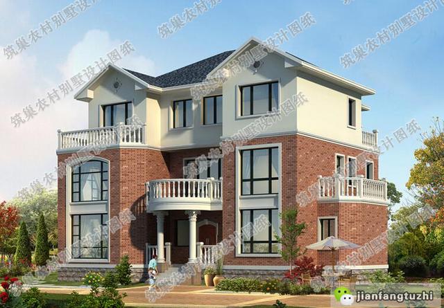 占地223平方米復式三層自建房，漂亮大方，造價60萬，適合農(nóng)村擁有大宅基地的家庭建造。