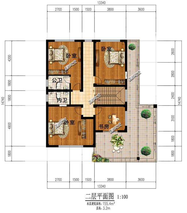 占地158平二層現(xiàn)代別墅設(shè)計(jì)圖，帶有大車庫(kù)，實(shí)用，30萬(wàn)就能蓋起！