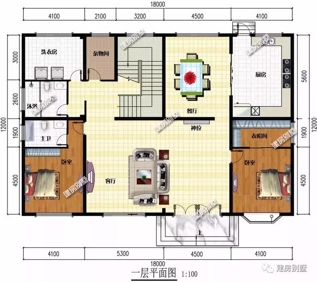 18米×12米平屋頂三層別墅設(shè)計(jì)圖，帶堂屋和雙露臺(tái)，簡(jiǎn)約又實(shí)用，適合大家庭居住。