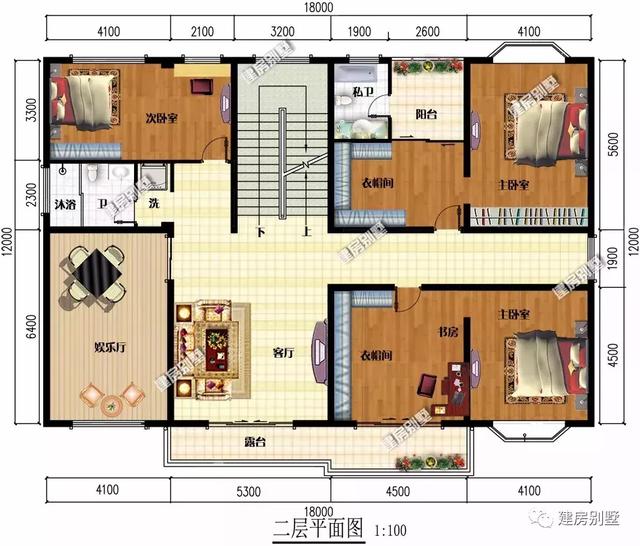 18米×12米平屋頂三層別墅設(shè)計(jì)圖，帶堂屋和雙露臺(tái)，簡(jiǎn)約又實(shí)用，適合大家庭居住。