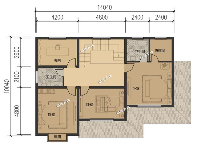 二層鄉(xiāng)村別墅設計圖，結構精巧，層次感強，美觀大方