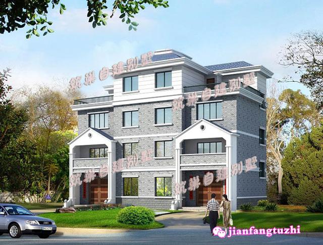 17米x10.8米三層雙拼別墅設(shè)計(jì)圖，適合二代居或三代居，造價(jià)低廉