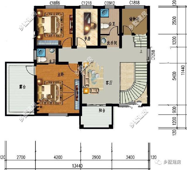 13.4米X11.4米農(nóng)村三層小別墅設(shè)計圖，大氣時尚，有沒有讓你們蠢蠢欲動呢？