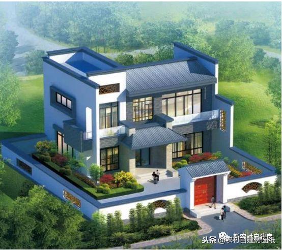 二層中式平屋頂農(nóng)村自建房，外觀簡(jiǎn)潔，室內(nèi)布局大方舒適，南北老百姓最愛(ài)戶型